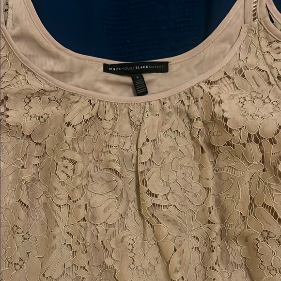White House Black Market Lace Beige Bell Sleeve Blouse - Picture 7 of 10